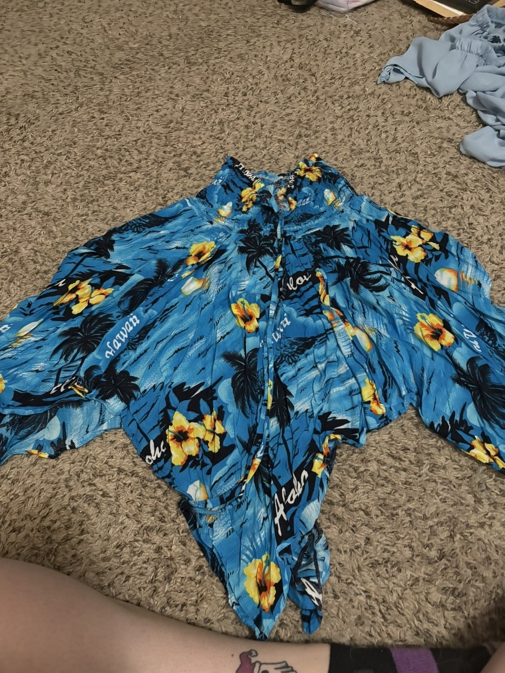 Women's Tropical Blue Floral Sleeveless Dress